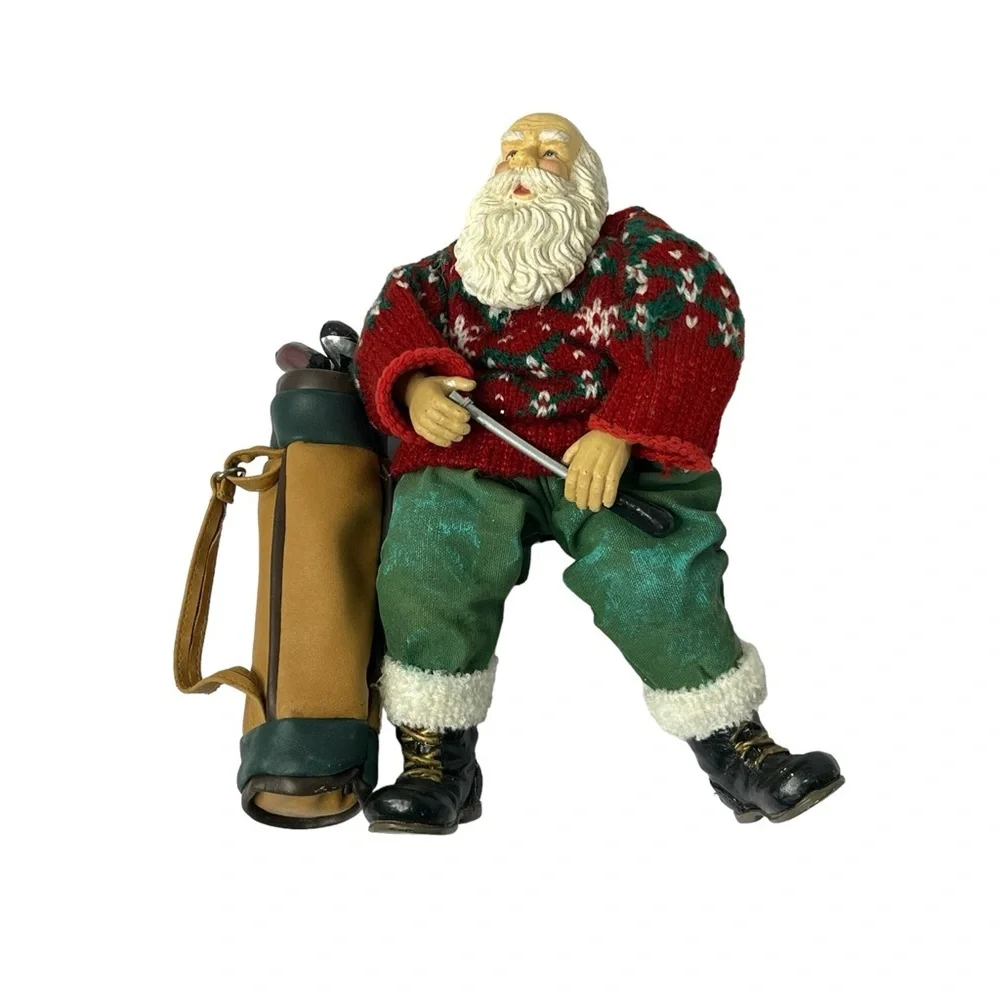 Golfing Santa Christmas Figure With Sweater and Golf Bag‎ 9.5